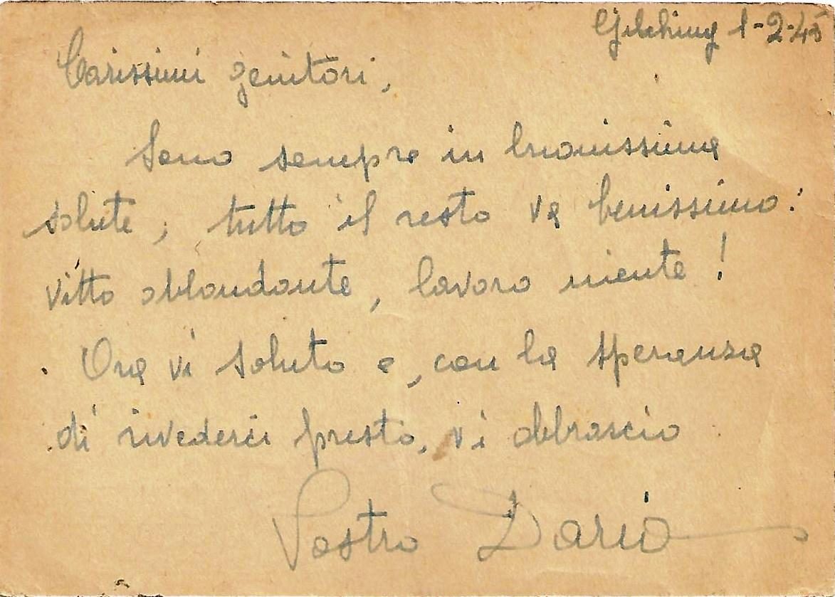 Cartolina postale 01.02.1945 (retro)