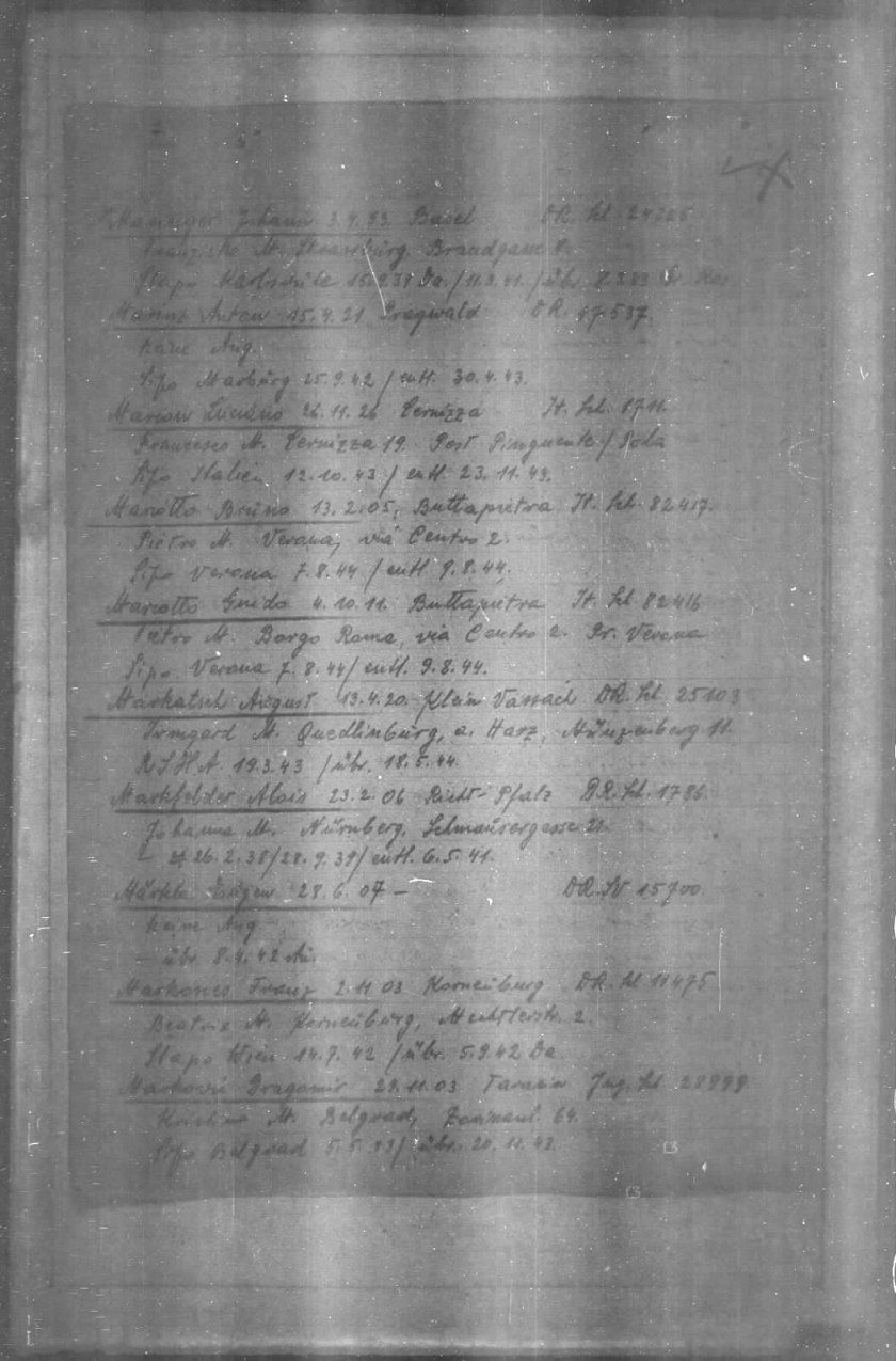 Alphabetical List of Prisoners (L going back to A)