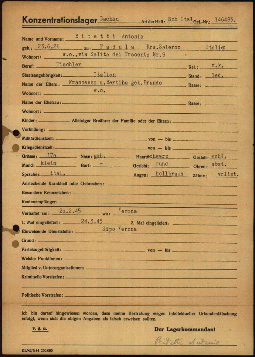 bitetti antonio - dachau
